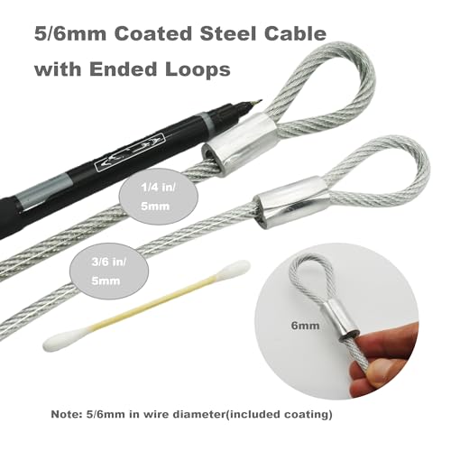 Image of 5FT 6mm Stainless Steel Security Cable Lock,Braided Steel Vinyl Coated Safety Cable Luggage Lock,Flexible Steel Cable Security Wire Rope Double Loop,Clear