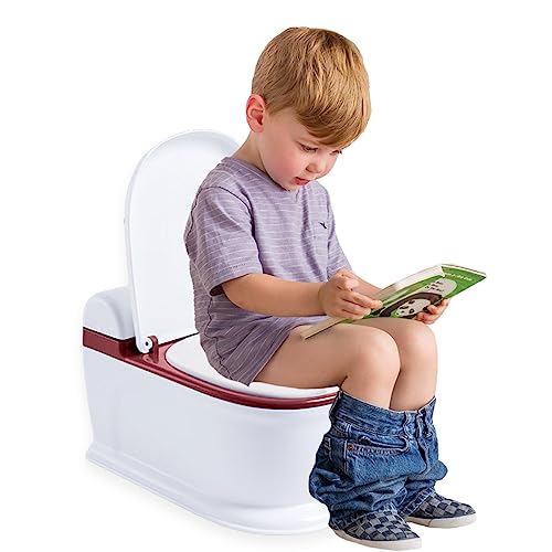Sobebear 20.5cm Potty Training Toilet Seat for Toddlers, Non-Slip Design with Large Backrest, PU Cushion with Moderate Hardness, Comfortable and Portable, Easy-to-Clean Urinal Pot, 18+ Months (Red)