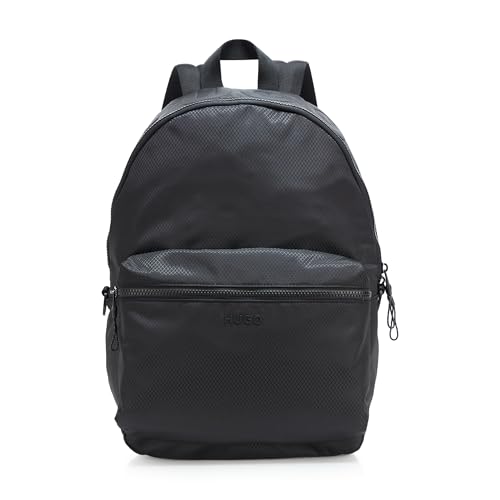 HUGO, Mochila de nylon com logotipo frontal tonal, magnólia preta, PCE.