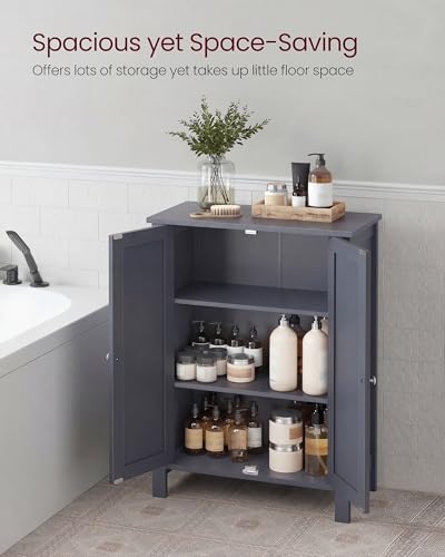 Image of VASAGLE Bathroom Floor Storage Cabinet, 2 Adjustable Shelves,Slate Gray | Bathroom Storage Unit, 11.8 inchD x 23.6 inchW x 31.5 inchH, HELAN Collection UBCB60GY