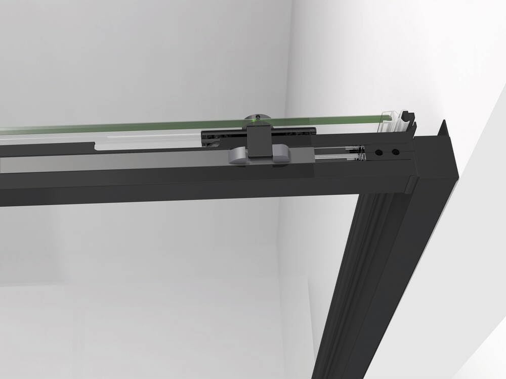 GME - Mampara Ducha Frontal Negra Mate 120cm 1 Fija + 1 Corredera + 80cm Panel Lateral Fijo | Mampara de Cristal Reversible 6mm con Ancho Adaptable y 195cm de Altura