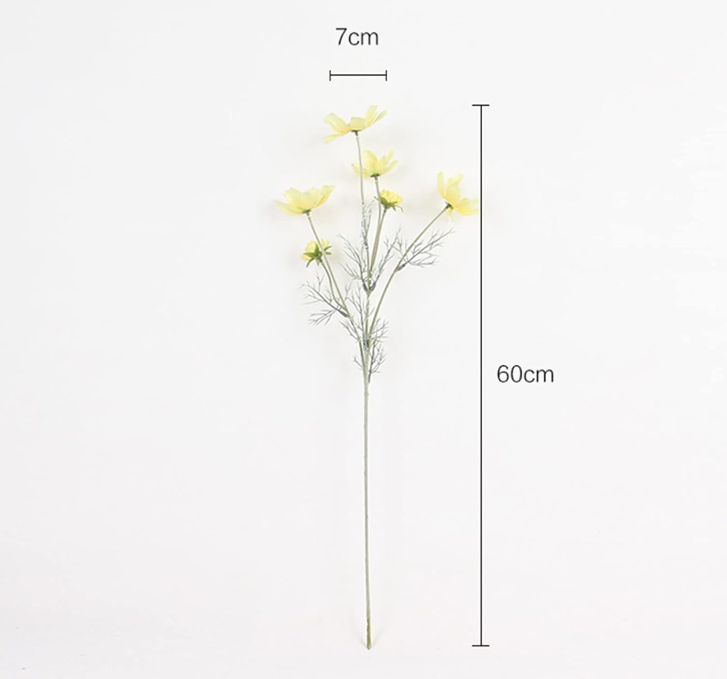 2 Pcs Artificial Fake Flowers Plants Cosmos Silk Flower Arrangements Wedding Bouquets Decorations Plastic Floral Table Centerpieces for Home Kitchen Garden Party Decor Approx 23.6'' High - Yellow - Image 2