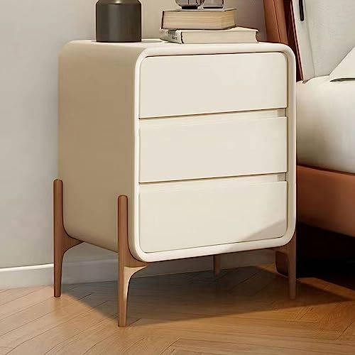 Genérico Mesitas de Noche Altas con 3 cajones, de Madera con Mucho Espacio de Almacenamiento - para Dormitorio (Color: Beige)