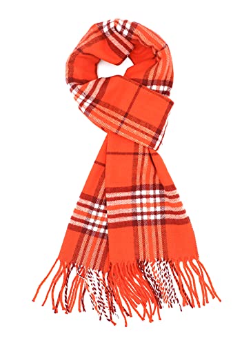 Achillea Scottish Tartan Plaid Cashmere Feel Winter Warm Scarf Unisex (Orange Plaid) #TOP14