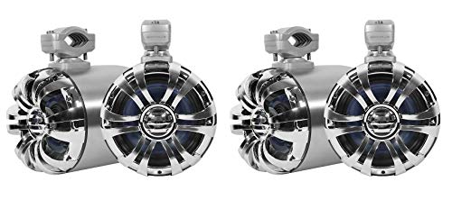Image of Rockville WB65 600W Peak /300W RMS 6.5 in Marine Wakeboard Tower Speakers 4 Ohm, Stainless Steel Enclosure, 360 Swivel Brackets, Waterproof, UV Resistant, for Boats and Powersports, 4-Piece