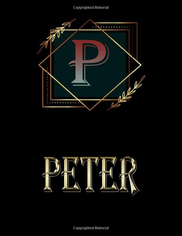 Peter: Personalized Name Sketchbook.Monogram Initial Letter P Journal. Peter Cute Sketchbook on Black Cover , Blank Paper 8.5 x 11 ,Great For Drawing, Sketching, Crayon Coloring and colored pencil