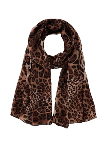 WDIRARA Women's Leopard Print Chiffon Mesh Scarves Long Shawl Cheetah Wrap Scarfs