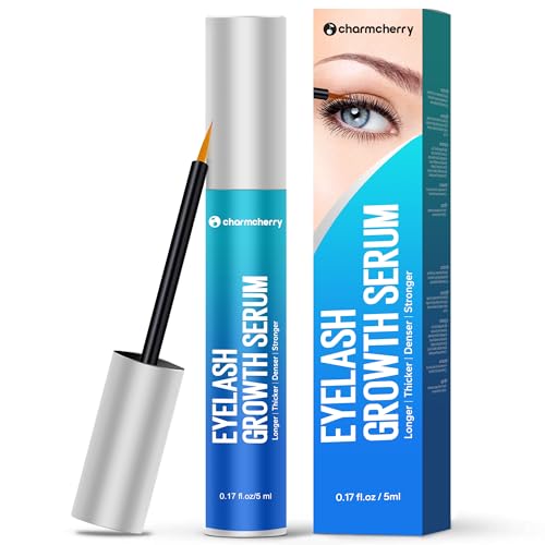 CharmCherry Eyelash Growth Serum (0.17 oz), Lash Serums for Fuller & Longer Looking Alluring Eyelashes, Eyelash Serum for Eyelashes & Eyebrows, Premium Lash Growth Serums for Eyelash Extensions