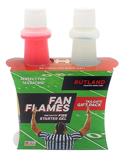 Rutland Fan Flames, Football Team Colors Fire Starter for Football Tailgating & Grilling, Pro & Collegiate Sports, Two 16 fl oz Bottles (Red & Clear)