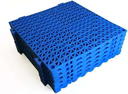 VinTile Modular Interlocking Cushion Floor Tiles Mat Non-Slip with Drainage Holes for Pool Shower Locker-Room Sauna Bath Deck Patio Garage Wet Area Mat (Pack of 6 Tiles - 11-3/4" x 11-3/4", Blue)