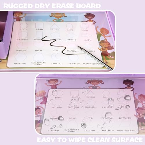 Image of MENZOKE Kids Travel Tray for Car Seat, Road Trip Essentials Kids Lap Tray | Toddler Gift for Girl Activities with Dry Erase Board, No-Drop iPad Holder Stand, Cup Holder & Adjustable Strap, Purple