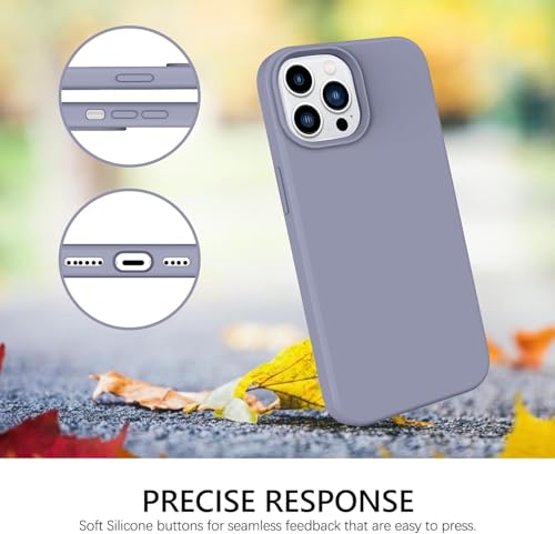 Image of M Cart Liquid Silicon case for iPhone 14 Pro Max, Soft TPU Shockproof Scratch Resistant Slim Thin Protective Cover (Blue Grey)