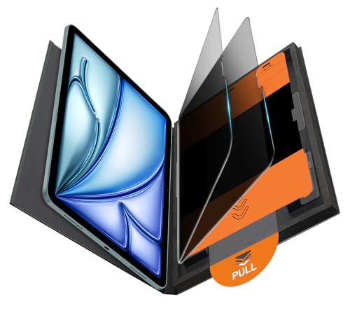 OMOTON 2 Pack Privacy Screen Protector for iPad Air 11 inch M4/M3/M2 (8th&7th&6th Gen 2026/2025/2024) Anti-Spy Tempered Glass with Easy Installation Tray Case Friendly/Apple Pencil Support