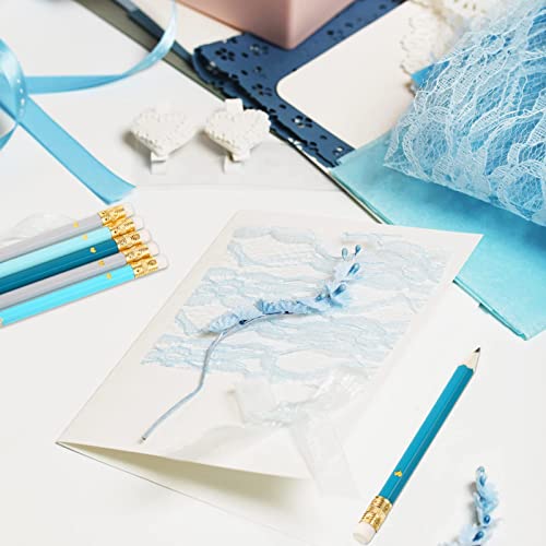 Nezyo 80 Pcs Half Pencils With Eraser Golf Pencils 2 Hb Half Pencils 4 Inch Mini Pencils Hexagon Pre-Sharpened Color Pencils For Bridal Wedding Classroom School Office(Gray Teal Color,Heart Style) #TOP3