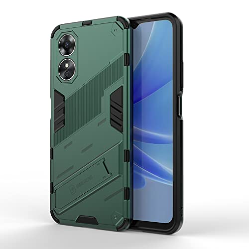 SEAHAI Funda para OPPO A17 / OPPO A17K Estuche, Carcasa de Antigolpes [Rugged Armour] Soporte Plegable Oculto Silicona TPU Bumper Anti-Caída Case - Verde