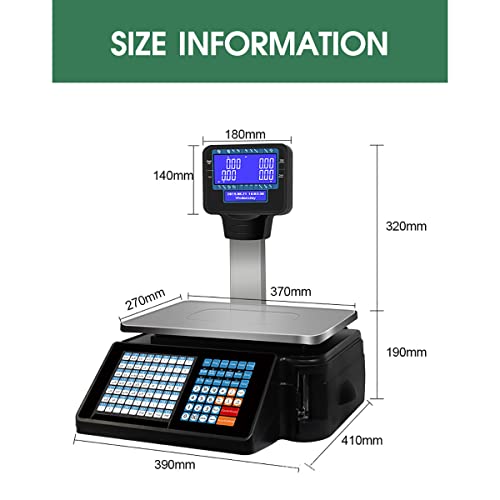 Báscula comercial con impresora integral y pantalla torre 30kg miniatura 4