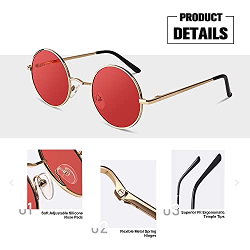 Image of Sunier Round Sunglasses Men Womens Shades Polarized Retro Circle UV400 Sun Glasses