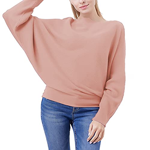 Image of EDSTAR Women Dolman Batwing Sleeves Knitted Sweaters Winter Boat Neck Pullovers Tops