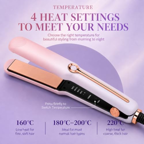Plancha 2 en 1 para cabello rosa con placas cerámicas 1 pulg miniatura 2