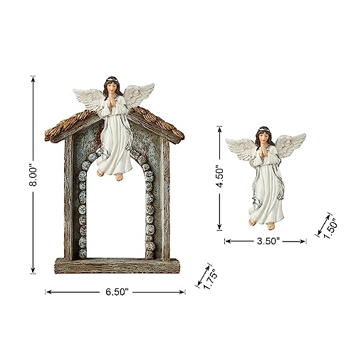 Image of Glitzhome Christmas Nativity Set Nativity Scene Set Indoor 8 in Resin Nativity Figurines Set 11 Pcs Removable Angel Statue Ivory Nativity Sets & Figures Christian Holy Family Figure with Baby Jesus