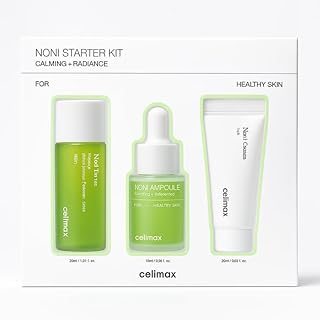 مجموعة نوني للمبتدئين، مجموعة العناية بالبشرة المهدئة والاشراق لبشرة صحية، مجموعة من 3 قطع