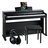 McGrey DP-19 SM E-Piano Set - 88 gewichtete Tasten mit Hammermechanik und Anschlagdynamik - 8 Klänge - Tastaturabdeckung - inkl. Klavierbank, Kopfhörer und Klavierschule - Schwarz matt