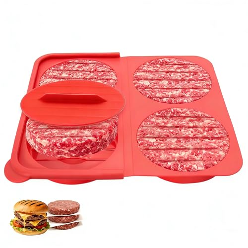 FAILUN 4-in-1 Non-Stick Silicone Hamburger Meat Press Mold with Storage