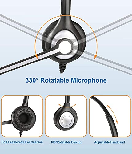 Phone Headsets For Office Phones,Wired 3.5Mm Computer Headphone With Microphone,For Iphone Samsung Pc Business Skype Softphone Call Center Office, Clear Chat, Ultra Comfort,Binaural #TOP6