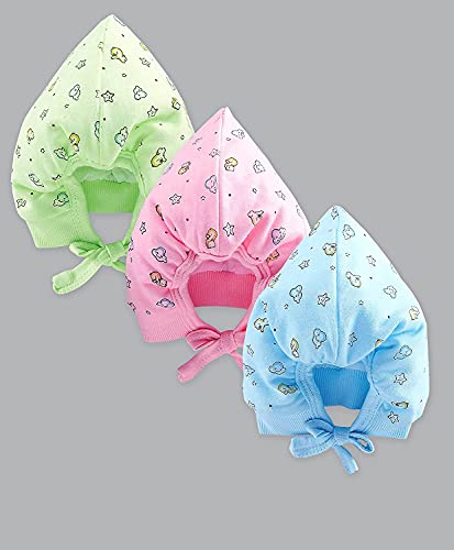 Image of KIKE Soft Adjustable Warm Unisex New Born Baby Cap (Pack of 3 pecs)