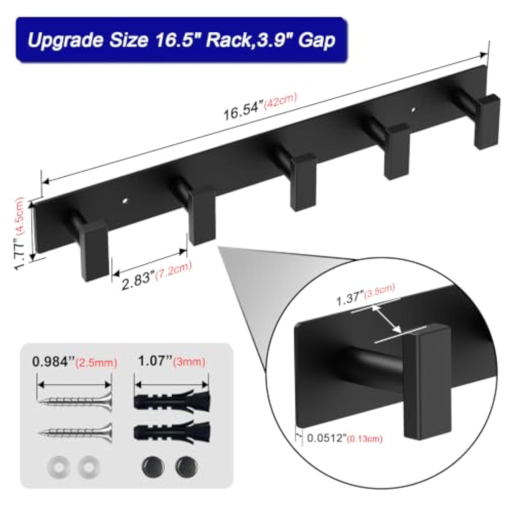 Coat Rack Wall Mount with 5 Hooks for Entryway