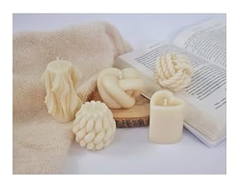 Encebience Scented Tree Root, Knot, Thread Wool Ball, Heart Pillar, Raindrop Candle | Set of 5 | Caf Mocha| Soy & Bees Wax | Home D cor