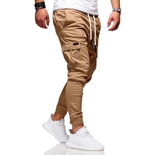 Men Loose Athletic Patch Pocket Pants Drawstring Outdoor Sports Solid Trousers Fall Classic Comfy Leg Street Pant3