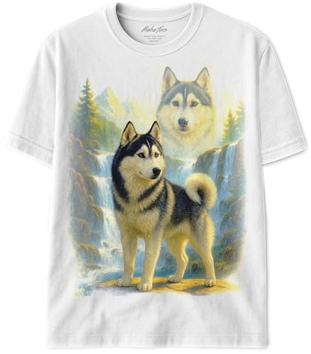 White Tshirt for Dog Mom & Dad -100% Cotton - Dogs in Nature Graphic Tees for Men & Women