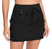 Timuspo Sommerrock Damen Atmungsaktiv Sportrock mit Hose Elastischer Bund Tennisrock Lässig Schwarz Cargo Rock mit Taschen S