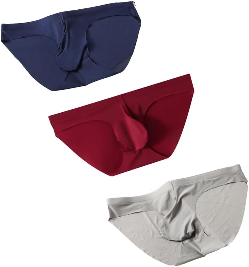 Ice Silk Men's Briefs, Sexy Pouch Underwear, Sports Fitness Triangle Underpants