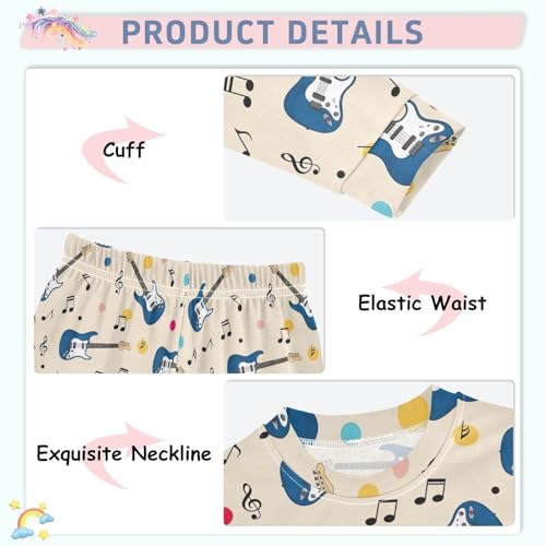 ODAWA Baby Boy Girl Electric Guitars Musical Notes Cotton Clothes Tee and Pant 2-piece Set Fall Outfits 18M4