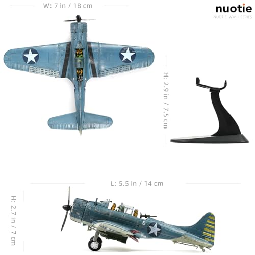 NUOTIE 1/72 Douglas SBD-2 Dauntless Dive Bommber Model World War II Midway Vintage Warplane Metal Diecast Aircraft Military Display Airplane for Display Collection or Gift - Image 2