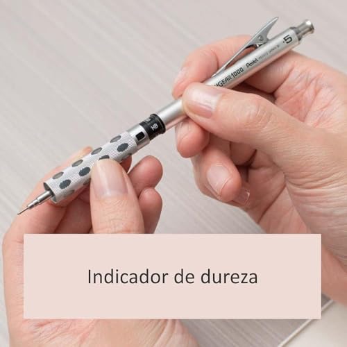 Image of Pental Graph Gear 1000 0.5 Mm Mechanical Drafting Pencil | Metal Clip With Retractable Mechanism | Dual Metal & Rubber Grip | Pack Of 1 | Silver & Black (PG 1015)
