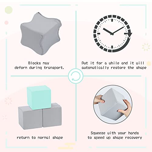 Trendbox 6 Pcs Toddler Foam Blocks, 5.5Inch Soft Foam Cubes Blocks With Detachable Washable Cover, Soft Play Blocks For Toddlers And Kid （Light Gray/Blue）… #TOP1