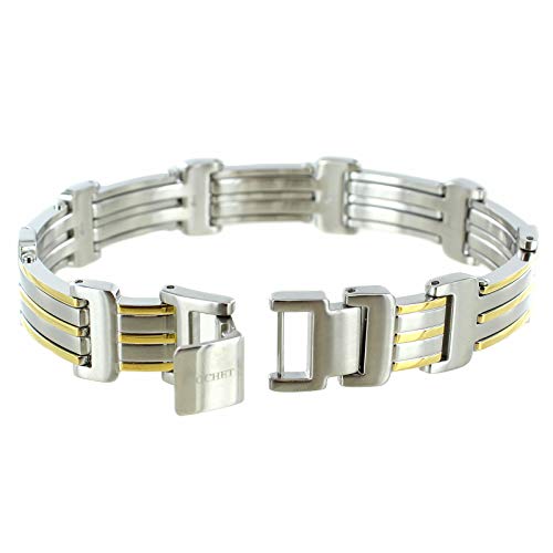 Rochet Roma Triple Long Link Stainless Steel Gold Tone Classic Mens Bracelet #TOP1