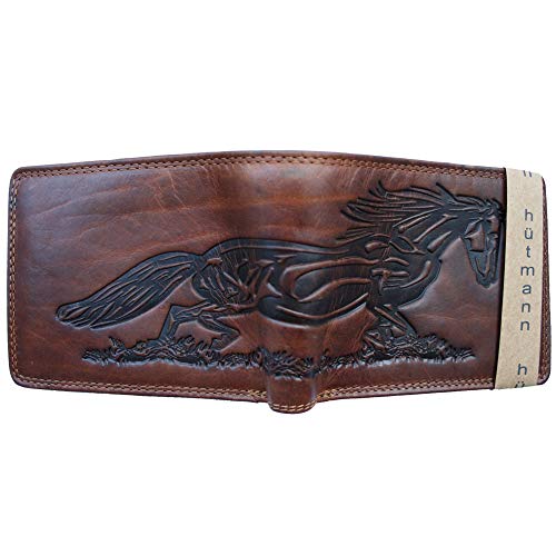 Preisvergleich Produktbild RFID Hütmann Geldbörse Herren Geldbeutel Top Leder Qualität Querformat Pferd