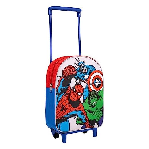 Marvel Avengers Mochila con Ruedas, Diseño Los Vengadores Mochila Escolar, Capitan America Hulk Spiderman Mochila Carrito, Mochila de Viaje, Regalo para Niños