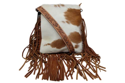 American Darling Conceal Carry Crossbody Cow Hide-On Hair On Leather Fringe Purse for Women Western Handbags Purses Clutch Bags