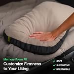 Luno Shredded Memory Foam Camping Pillows - Portable Travel Pillow for air Planes, Hiking, Car & Camp w/Removable Cover - Double Sided Cool & Cozy Pillow - 24"x14" Plush - Image 4