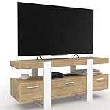 IDMarket   Meuble TV 116 cm Phoenix avec tiroirs Bois et Blanc