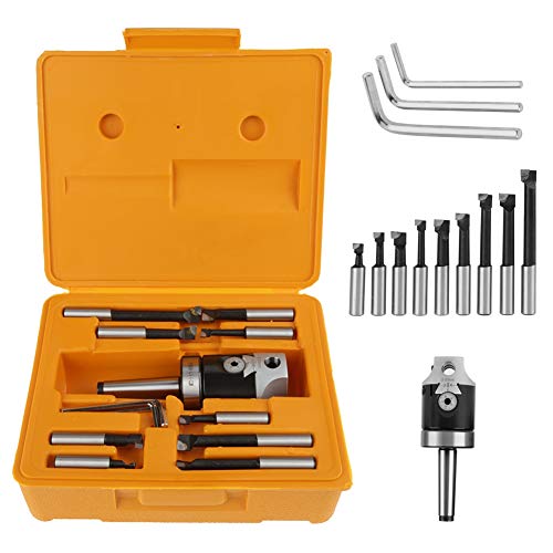 Boring Head, MT2 -M10 F1-12 50mm Boring Head Set with 12mm Hole Accept + 9pcs Boring Carbide Tips with 12mm Shank Boring Tool Set for Milling Machine