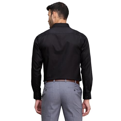 Image of Raymond Men's Slim Fit Solid Pattern Pure Cotton Full Sleeve Semi Cut Away Collar Formal Shirt