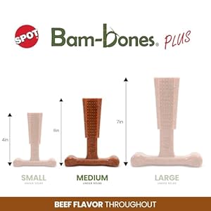  SPOT-Bam-bones-PLUS-T-Bone-Bamboo-Fiber-Nylon-Durable-Long-Lasting-Dog-Chew-for-Aggressive-Chewers--Great-Toy-for-Adult-Dogs-Teething-Puppies-under-60lbs-Non-Splintering-6in-Beef-Flavor
