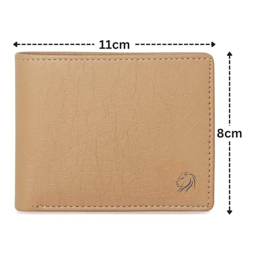 Image of VEMILIO Vegan Leather Wallet for Men with ID Window, Coin Pocket, Zipper Pocket & Multiple Card Slots | Bi-Fold Gents Purse with Currency Compartments | Slim Stylish Men's Wallet (Beige)