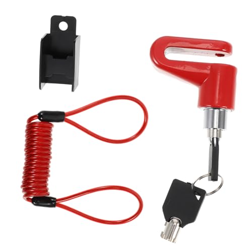 SOPOTUTU Candado De Freno De Disco para Motocicleta y Bicicleta con Cable Recordatorio Rojo, Acero y PVC, Resistente Al Agua, Antirrobo Seguro para Uso Exterior y Viaje